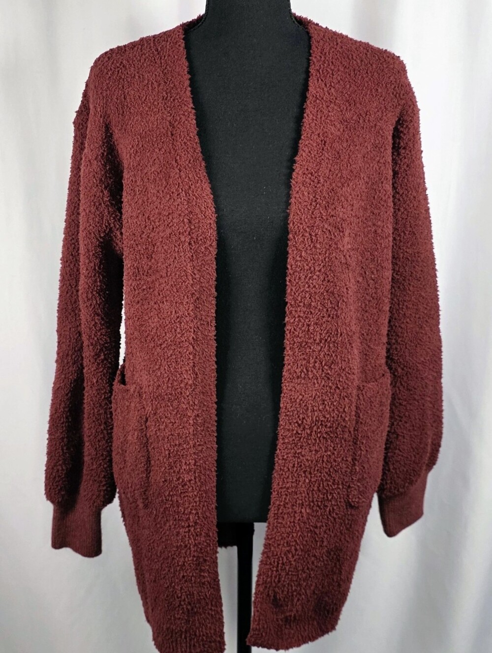 Pleshy Cozy 4 Piece Lounge Set Burgundy Eyelash Knit Cardigan Shorts Pants S View 4
